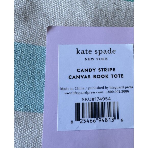 Kate Spade New York Candy Stripe Canvas Tote Bag with Interior Pocket NWT - Picture 5 of 6